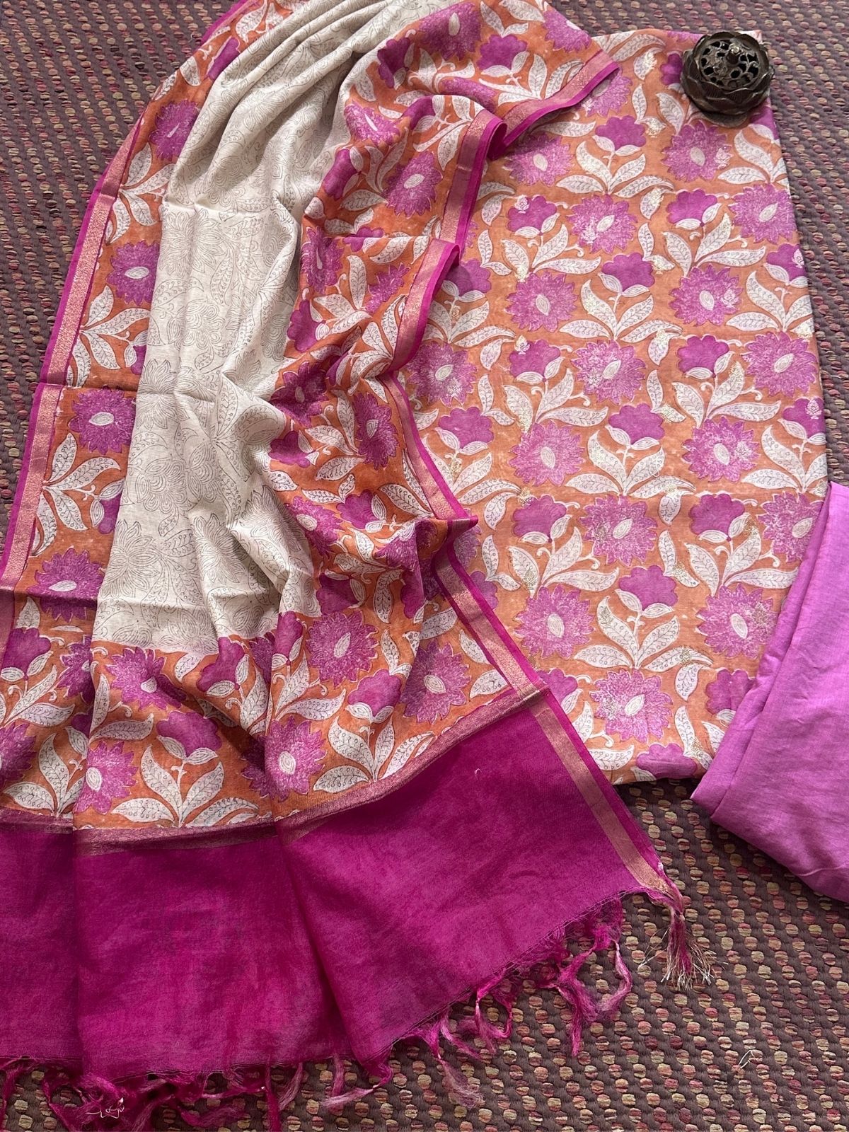 Maheshwari Silk Unstitched Set
